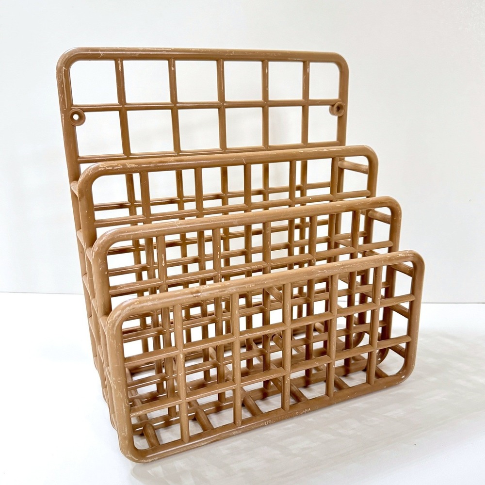 Vintage Yaffa Design Catch All Desk Plastic Storage Organizer Rack 1983 Tan Lt